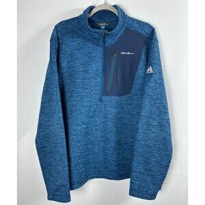 Eddie Bauer First Ascent 1/4 Zip Pullover Fleece Blue Mens XL Hiking Outdoor